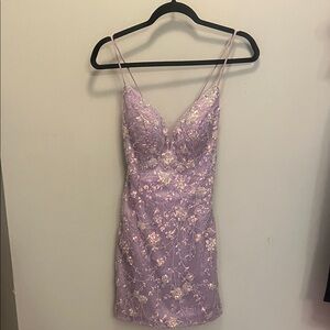 Lavender Floral Embellished Dress